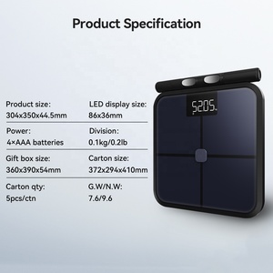 Analyseur de composition corporelle numérique à 8 électrodes avec poignée, verre trempé, alimenté par <span class=keywords><strong>batterie</strong></span>, capacité de 180 kg, écran LED - Product Image 5