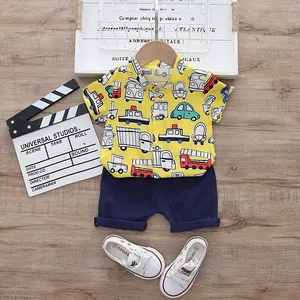 2021 The summer latest boys clothing sets cartoon pattern Indonesia kids designers clothes summer Boy Short-Sleeved shirt set