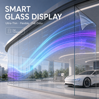 Écran LED transparent pour publicité sur vitrine, affichage holographique flexible en cristal