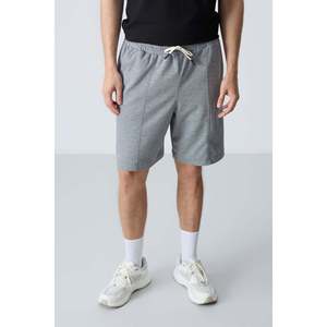 Pantalones cortos básicos para hombre de algodón gris melange, gruesos, suaves, con textura y ajuste estándar - 81277 - Gb melange - Product Image 1