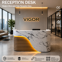 Comptoir de réception moderne et minimaliste, sur mesure, de luxe, pour salon, centre sportif, restaurant d'entreprise