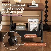 Table console latérale moderne à double niveau avec panier de rangement et roulettes pour un déplacement facile – Idéale pour salon, chambre, hôtel, salle à manger, villa – Meuble