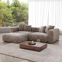 VOXHOME US auf Lager Dropshipping Vakuum-Komprimiertes Kombinations-Modulares Ecksofa-Set aus amerikanischem Cord in Braun