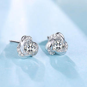 Eleganti orecchini a forma di fiore per donna, argento 925, placcato rodio, cristallo, strass, gioielli da sposa, design romantico - Product Image 5