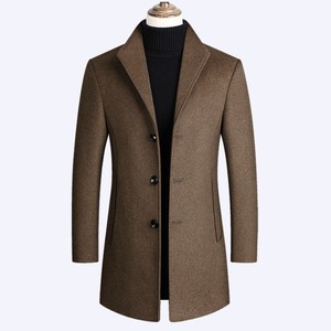 Manteau mi-long décontracté de couleur unie pour hommes, nouvelle collection 2023 de haute qualité pour jeunes - Product Image 1