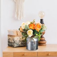 Vase à fleurs en métal de style campagnard, décoration rustique, vase en laiton galvanisé, seau à lait avec nœud, seaux à fleurs pour la décoration de la table, de la maison et du jardin