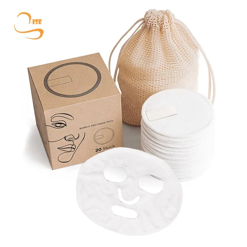 Masque Facial et démaquillant en bambou doux écologique, éponge lavable et rond, tampon de nettoyage pour le visage, réutilisable