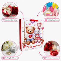 Sacs cadeaux mignons en forme d'ours en peluche VT14, sacs en papier pour la Saint-Valentin avec poignée en ruban pour mariage, fête d'anniversaire