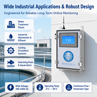 Transmetteur de pH numérique haute précision, testeur de qualité de l'eau en ligne, analyseur de capteur 4-20mA RS485, écran 7 pouces pour l'aquaculture et les piscines