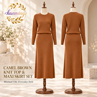 Ensembles de jupes 2 pièces pour femmes, robe pull à manches longues pour l'automne, robe midi en tricot décontractée, tenues de voyage, vêtements d'hiver