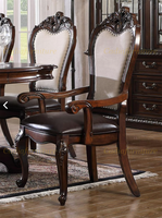 Ensemble de salle à manger en bois de style traditionnel européen, un plateau en bois avec 8 chaises en bois massif et tissu, couleur personnalisée