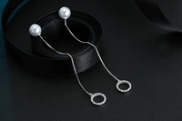 Anting Perak Sterling EX65 S925 Model Lingkaran Panjang Trendi, Anting Perak Sterling untuk Wanita