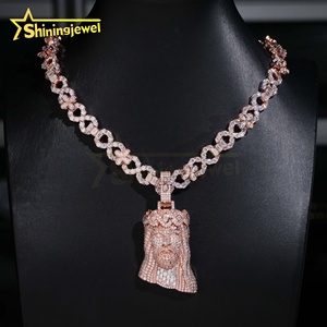 <span class=keywords><strong>Collana</strong></span> cubana Hip Hop <span class=keywords><strong>personalizzata</strong></span> Infinity 925 argento Sterling placcato in oro con passaggio diamante Test Moissanite con catena a maglie cubane ghiacciate - Product Image 1
