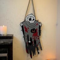 Décoration de porte en bois pour Halloween, pendentif citrouille et fantôme pour fête et décoration intérieure