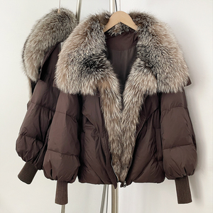 OFTBUY 2025 Nuovo Piumino Invernale Oversize con Vera Pelliccia di Procione, Maniche in Maglia, Giacca in Piuma d'Oca Bianca per <span class=keywords><strong>Donna</strong></span> - Product Image 2
