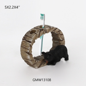 China Supplier Resin Decorative Crafts Resin Bear Toothbrush Holder