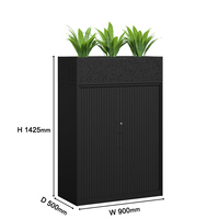 Armoire de classement en métal avec porte à enroulement et étagère pour plantes, armoire de rangement avec plante, adaptée aux postes de travail de bureau