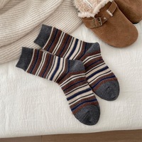 Chaussettes fines et chaudes à rayures pour femmes, style coréen, automne/hiver