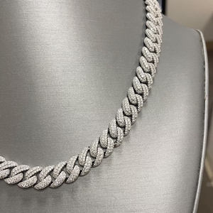 Luxury <b>Iced</b> Out 10mm Bigger Row Vvs Moissanite Hip Hop Custom Cuban <b>Chain</b> 925 Sterling Silver Buss Down Cuban Link <b>Chain</b> - Product Image 2