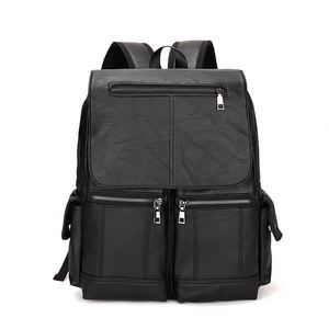 Custom logo College School Pu Rucksack <b>Men</b> Waterproof Back Pack Bag Zaino in Pelle High Capacity Pu <b>Leather</b> <b>Backpack</b> Bag - Product Image 5