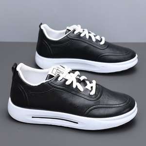 Zapatos de cuero de diseño casual de negocios para primavera/otoño, con aumento de altura, de PU suave, impermeables, con cordones, estilo casual para caminar. - Product Image 5