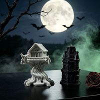 Moules en silicone écologiques et résistants au four pour bougies parfumées DIY, thèmes Halloween (Maison fantôme, Château, Cabane dans les arbres) - Vente en gros