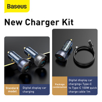 Baseus 65W PD Chargeur de voiture QC 4.0 QC 3.0 Affichage LED Type-C Chargeur rapide pour iPhone 15 Xiaomi