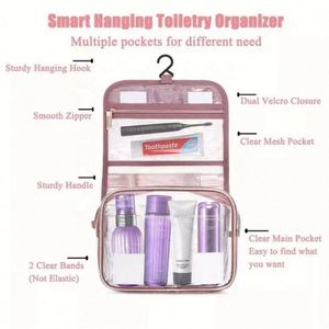 Design Factory Wholesale Travel Waterproof Hanging <b>Toiletry</b> Wash <b>Bag</b> Custom PVC Transparent Clear Zipper Organizer Logo Letter - Product Image 4