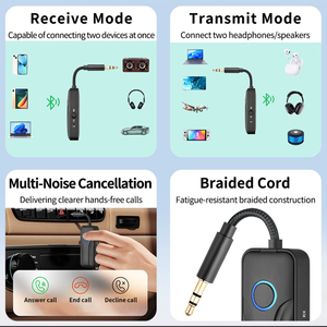 Émetteur-récepteur <span class=keywords><strong>Bluetooth</strong></span> BT200 <span class=keywords><strong>pour</strong></span> 2 appareils, adaptateur audio auxiliaire 3,5 mm, kit voiture <span class=keywords><strong>Bluetooth</strong></span> mains libres portable - Product Image 3