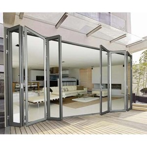 Porte pliante moderne en aluminium insonorisée <span class=keywords><strong>à</strong></span> double vitrage Pont cassé Design avec matériau en acier pliable pour application extérieure - Product Image 3