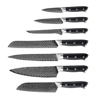 Couteau de chef damas VG10 ensemble de couteaux occidentaux à texture plume en acier ensemble d'outils de tranchage coupe-viande manche G10