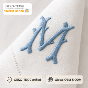 Serviettes en lin personnalisées avec logo, serviettes monogrammées <span class=keywords><strong>pour</strong></span> fête, <span class=keywords><strong>mariage</strong></span>, broderie sur la surface, 100% lin - Product Image 4