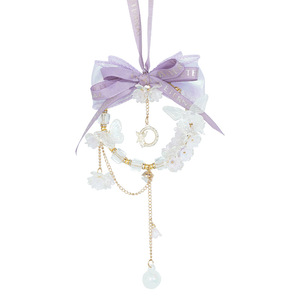 Pendentif de voiture en cristal avec nœud et papillons, décoration intérieure de voiture en cristal artificiel pour filles, ornement de déesse à la mode - Product Image 5