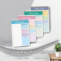 Carnet de planification quotidienne A5 à spirale, couleurs vives, mignon, portable, journal anglais transfrontalier pour l'apprentissage, journal en cuir PP
