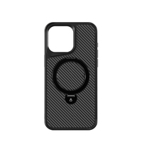 Étui de téléphone ATB avec design magnétique en fibre de carbone, support métallique, coque rigide antichoc pour 16 15 14 13 Pro Max