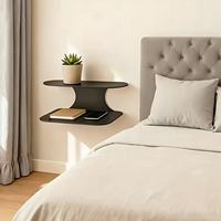 Table de chevet murale flottante moderne et minimaliste à deux niveaux, étanche, avec étagère de rangement pour chambre et salon
