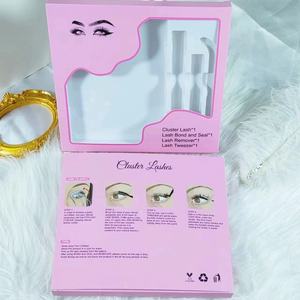 Caja de Kit de extensión de pestañas DIY Rosa nuevo logotipo personalizado Kit de pestañas de racimo vacío caja de paquete segmento caja de juego de pestañas - Product Image 5