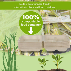 Boîte à lunch en pulpe moulée compostable pour sushi et burgers, emballage écologique jetable en pulpe de canne à sucre, vente en gros - Product Image 4