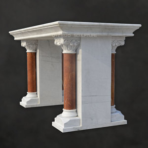 Dimensioni personalizzate semplice e moderno antico chiesa pietra naturale religioso colore misto rosso e bianco marmorizzato tavolo da altare in vendita - Product Image 3