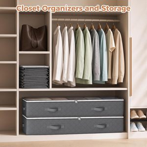 Stackable 90L Foldable American Style <b>Wardrobe</b> <b>Storage</b> Containers with Zippered Bins for Clothing Organization - Product Image 6