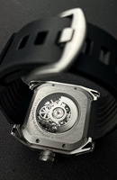 Montre-bracelet automatique mécanique pour homme North Edge Space X en acier inoxydable, carrée, étanche, squelette, avec roue d'équilibrage lumineuse