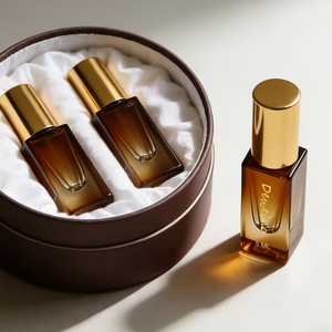 ขวดน้ำหอมทรงสี่เหลี่ยมจัตุรัสดีไซน์ใหม่ ขนาด 5 มล. 10 มล. ขวดน้ำหอมไล่เฉดสีน้ำตาล 15 มล. พร้อมกล่องบรรจุภัณฑ์ - Product Image 1