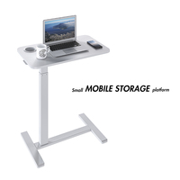 Table d'appoint portable pliable à 90° avec roulettes, réglage pneumatique de la hauteur et plateforme de rangement