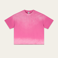 T-shirt décontracté ample à manches courtes pour homme, style rétro américain, motif cheval vaporisé, coupe carrée, 100 % coton lavé, collection été 2026