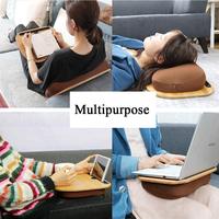 Table en bambou pour ordinateur Portable, support pour ordinateur Portable avec coussin et fente pour tablette