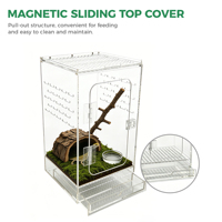 Enclos pour reptiles en acrylique transparent magnétique de luxe OEM d'usine, boîte de cachette pour reptiles pour l'élevage domestique en intérieur et les animaleries