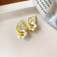 Boucles d'oreilles créoles tendance personnalisées motif fleur goutte d'huile pour femme, polyvalentes pour le quotidien