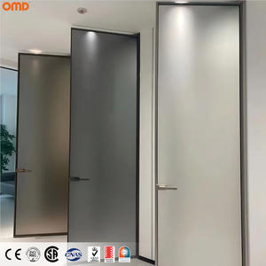 Portes battantes modernes en verre trempé dépoli, cadre en acier sur mesure pour salle de bain, toilettes, maison, avec moustiquaire en fibre de verre - Product Image 1