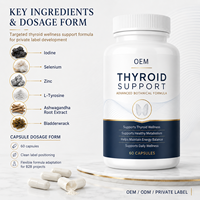 Capsules de bien-être de la thyroïde avancées, soutien quotidien du métabolisme et formule d'équilibre énergétique, supplément de bien-être à base d'extraits végétaux, OEM