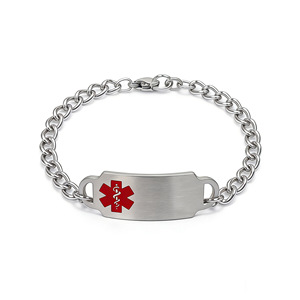 สร้อยข้อมือสแตนเลสสตีลสลักสัญลักษณ์ทางการแพทย์ ป้ายชื่อประจำตัวฉุกเฉิน พร้อมจี้เตือนภัยทางการแพทย์ ลายงูสลัก - Product Image 3